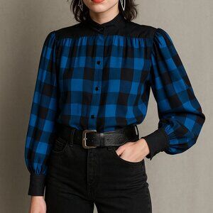 Vintage Blouse Leather colar and Wrist TOTALY 80'' .